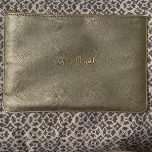 Just married gold clutch bag